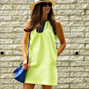 J. Crew neon yellow arrow print dress